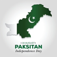 14 August Pakistan Independence Day, Realistic 3D Map of Pakistan Vector Design Template