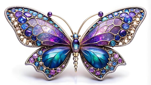 Celestial Sapphire Butterfly Brooch  AI generated