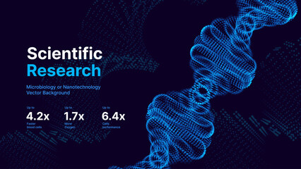 Abstract DNA Molecule Colorful Neon Lights Helix Spiral Wave Background. Medical Science Concept, Genetic Biotechnology, Chemistry Biology, DNA Gene. Science Education Event BG. Vector Illustration.