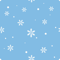 Christmas or New year seamless pattern with snowflakes on blue background vector.