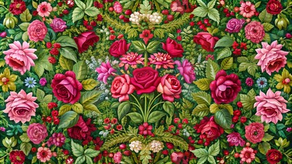 Fototapeta premium A Symphony of Pink and Red: A Captivating Floral Tapestry generative AI