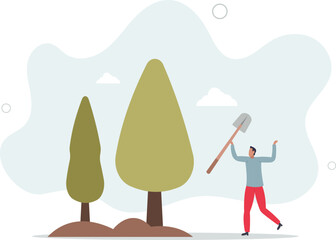 gardening and landscaping.growing plants.environment concept.flat design.illustration with people.