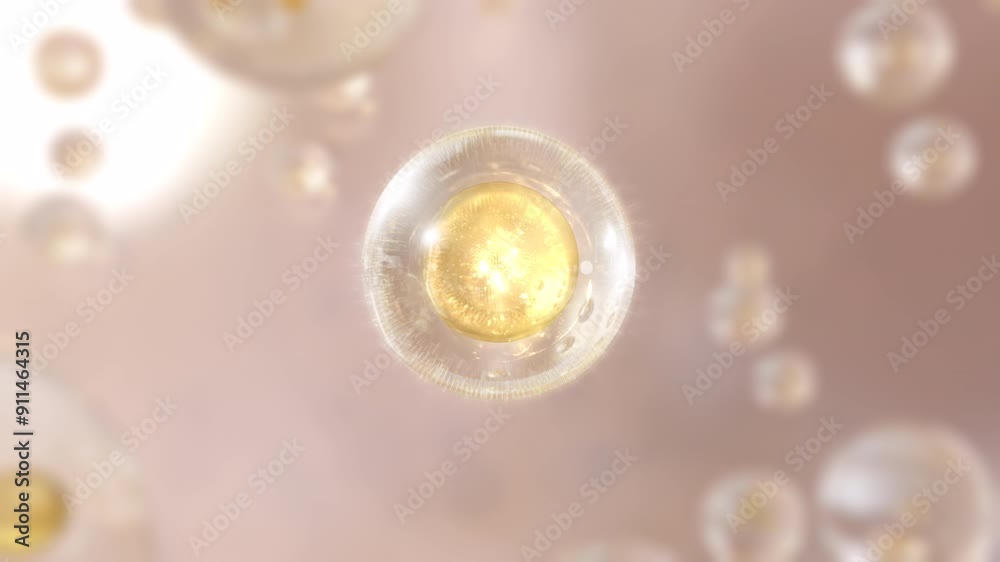 Poster 3d render animation of liquids, molecules, and bubbles. floating together. a macro visual shows many