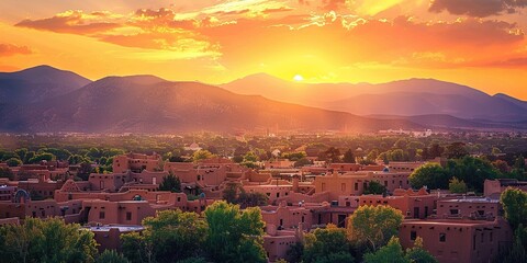 Obraz premium landmarks of the city of santa fe new mexico placed close to each other