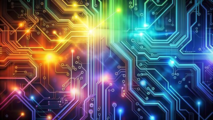 Fototapeta premium Abstract Circuitry: A Symphony of Lines and Colors AI Generated