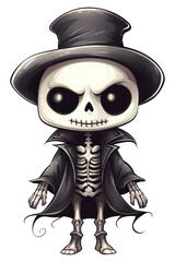 PNG Cute skeleton halloween drawing representation.