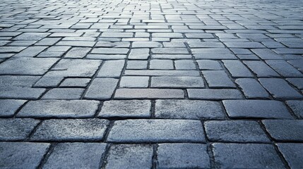 Fototapeta premium Empty road with stone brick blocks, illustrating the neat pattern and durability of the paver floor.