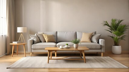 A Serene Minimalist Sanctuary: A Modern Living Room with Warm, Earthy Tones  AI generated
