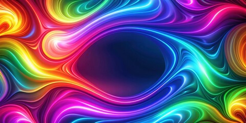Obraz premium Neon colored swirled abstract background, Abstract, swirls, neon, vibrant, colorful, wavy, dynamic, modern, futuristic