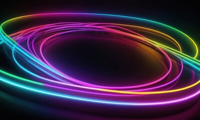 Obraz premium Abstract neon geometric pattern background. Generative AI