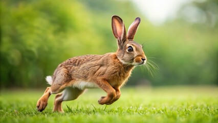 Brown rabbit participating in a running race, competition, speed, animal, bunny, active, energetic, sport, running