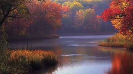 Obraz premium autumn landscape with lake