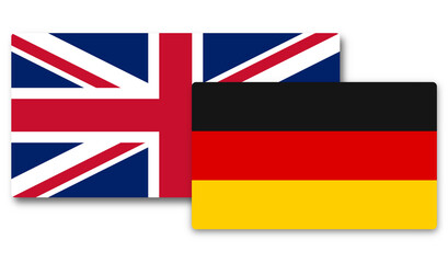 united kingdom, uk, england and flag of Germany as political symbol