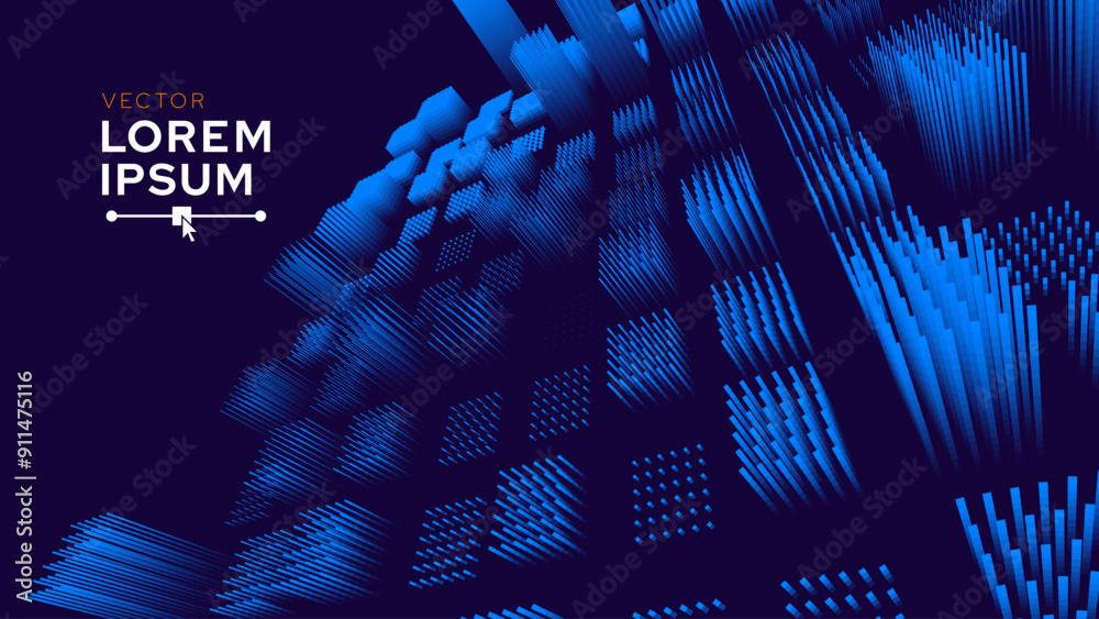 Poster Hi Tech Network Connection Blue Lines Grid. 3D Technology Style Banner Design. Technology Vector Illustration. Futuristic Design for Technology or Science Event.
