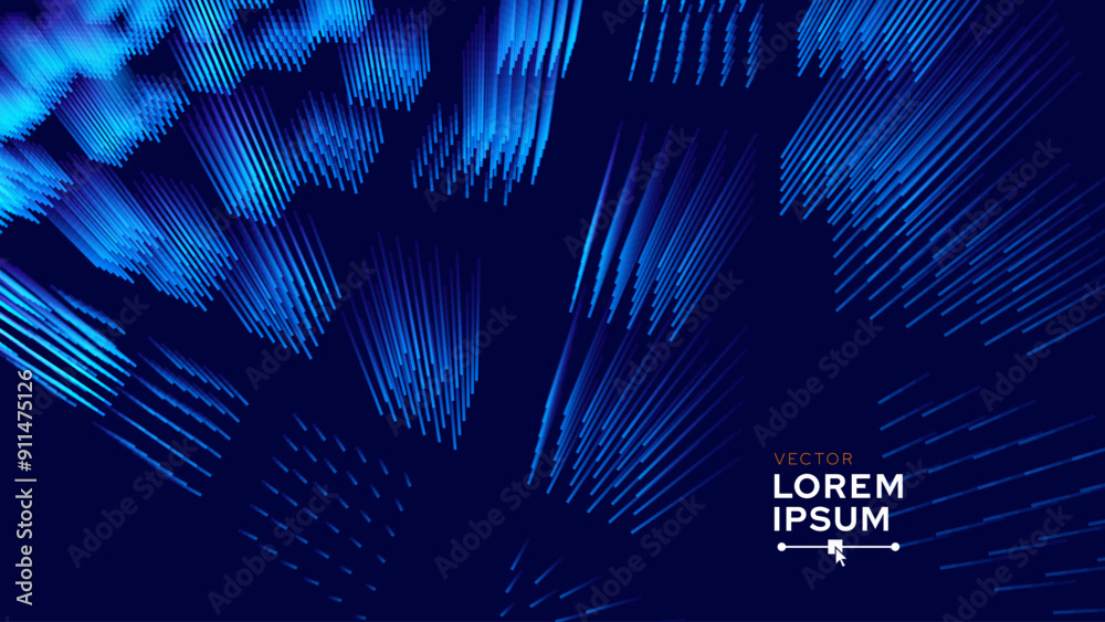 Poster Hi Tech Network Connection Blue Lines Grid. 3D Technology Style Banner Design. Technology Vector Illustration. Futuristic Design for Technology or Science Event.