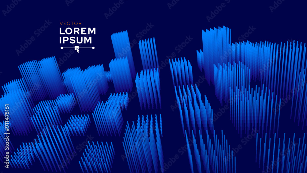 Poster Hi Tech Network Connection Blue Lines Grid. 3D Technology Style Banner Design. Technology Vector Illustration. Futuristic Design for Technology or Science Event.
