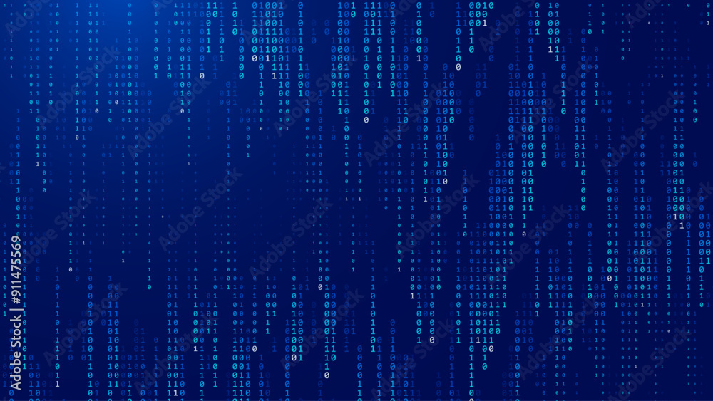 Fototapete Abstract Binary Software Programming Code Background. Random Parts of Program Code. Digital Data Technology Concept. Random Binary Data Matrix Wide Vector Illustration.