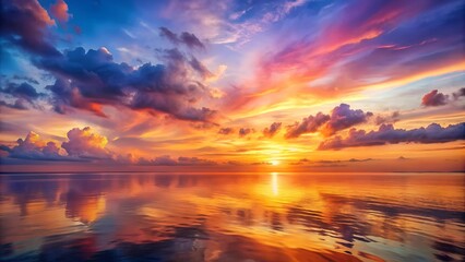 Obraz premium Serene Sunset Symphony: A Palette of Warmth and Tranquility AI generated