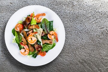 Photo of tasty fresh salad food in plate