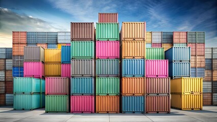 A Symphony of Pastel Hues: Cargo Containers in a Vibrant Urban Landscape  AI Generated