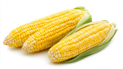 Fresh corn on a plain white background. Easily remove the background to use the image elsewhere.