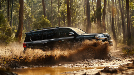 black off road vehicle in the forest