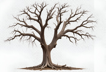 old dead spooky tree isolated on white 