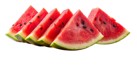 Watermelon Slices on Wooden Board, Transparent Background