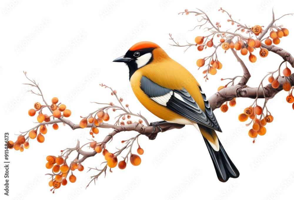 Wall mural png bird animal branch plant.