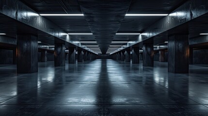 Fototapeta premium Empty elegant dark room at night with copy space