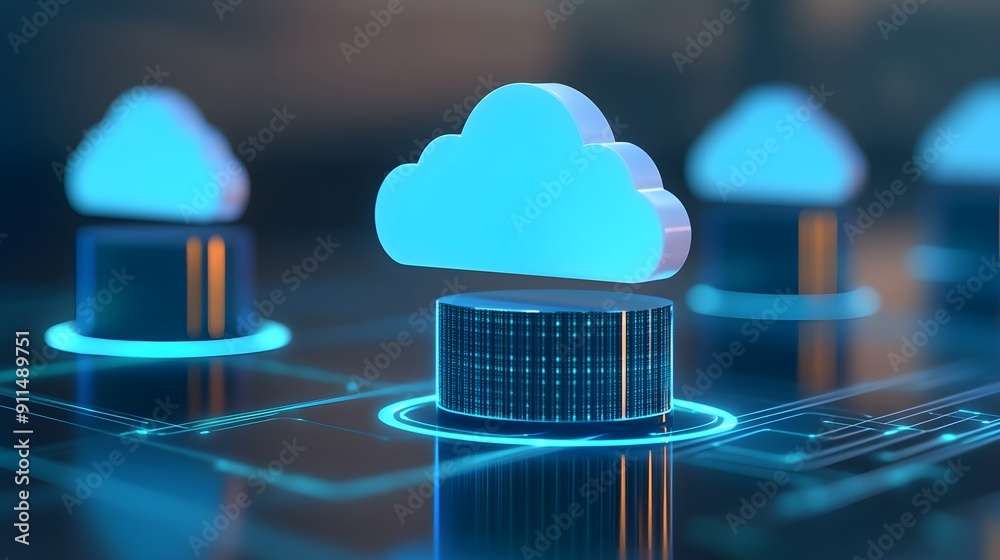 Aufkleber digital cloud computing graphic representation showing data storage and network technology. futurist