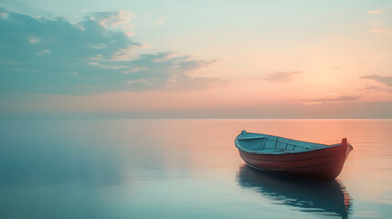 Naklejka premium Serene Seascape with Boat