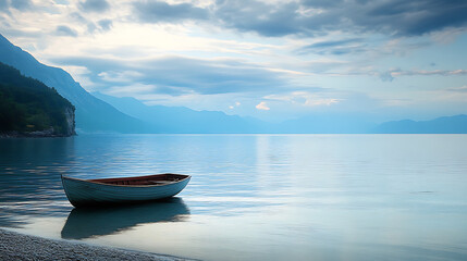 Naklejka premium Serene Seascape with Boat