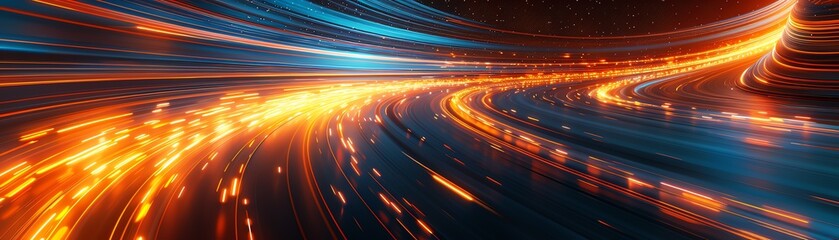 Fototapeta premium Explosive light trails in various colors, dynamic energy, futuristic visual effects, motion blur