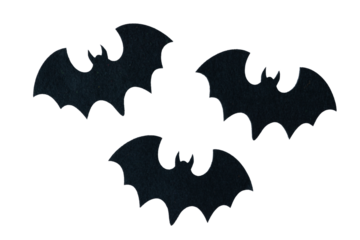 Three felt bats for Halloween decoration.