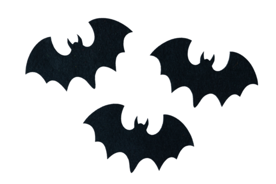 Three felt bats for Halloween decoration.
