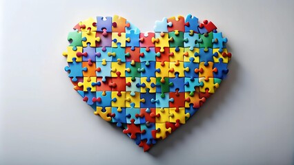 A Puzzle of Hope: A Heart-Shaped Autism Awareness Day Mosaic  generative AI