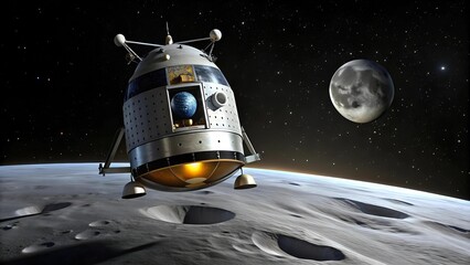 The Graceful Silhouette of the Apollo CSM against the Lunar Landscape  AI generated