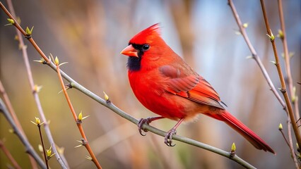 Scarlet Sentinel on a Willow Branch  AI generated
