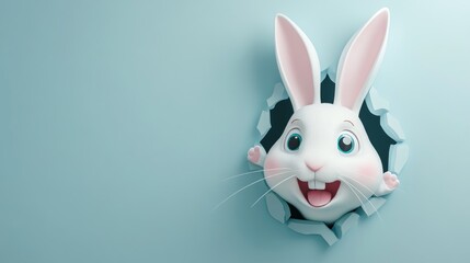 Obraz premium Easter Bunny Peeking Through a Hole
