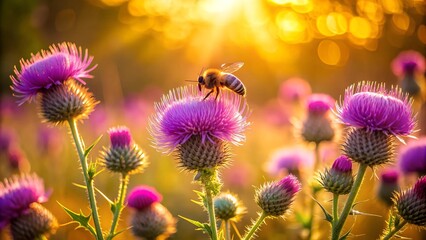 A Symphony of Purple: Plume Thistle in Sunlight  Generative AI
