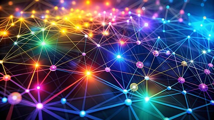 Fototapeta premium Interwoven Threads of Digital Trust: A Blockchain Network Visualization Generative AI