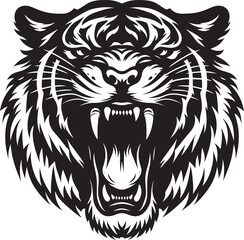 Tiger head mascot Silhouette isolated on white background Minimalist tiger vector shape icon