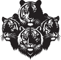 Tiger head mascot Silhouette isolated on white background Minimalist tiger vector shape icon