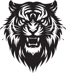 Tiger head mascot Silhouette isolated on white background Minimalist tiger vector shape icon