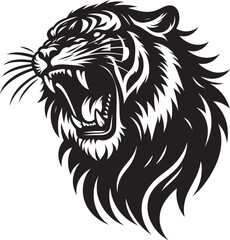 Tiger head mascot Silhouette isolated on white background Minimalist tiger vector shape icon