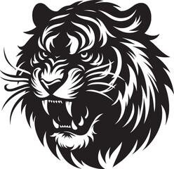 Tiger head mascot Silhouette isolated on white background Minimalist tiger vector shape icon