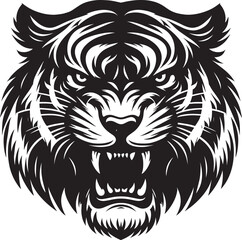 Tiger head mascot Silhouette isolated on white background Minimalist tiger vector shape icon