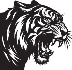 Tiger head mascot Silhouette isolated on white background Minimalist tiger vector shape icon