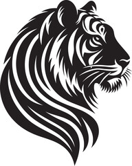Tiger head mascot Silhouette isolated on white background Minimalist tiger vector shape icon